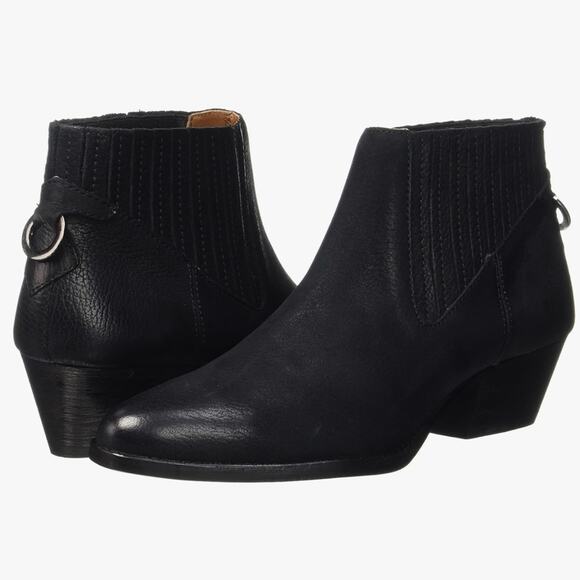 Hudson London Western Point Toe Heeled Chelsea Booties Black Size 37 Minimalist - Picture 1 of 12